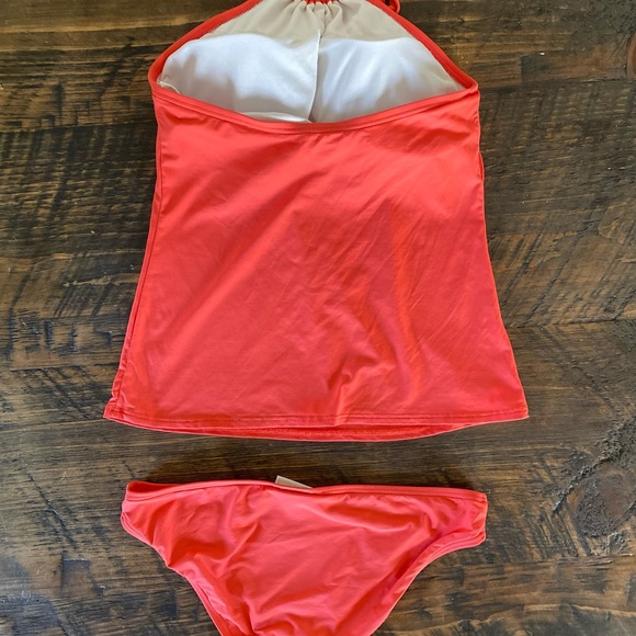 Michael Kors MK Charm Logo Orange Halter Tankini Swimsuit 2pc Set - Picture 4 of 13